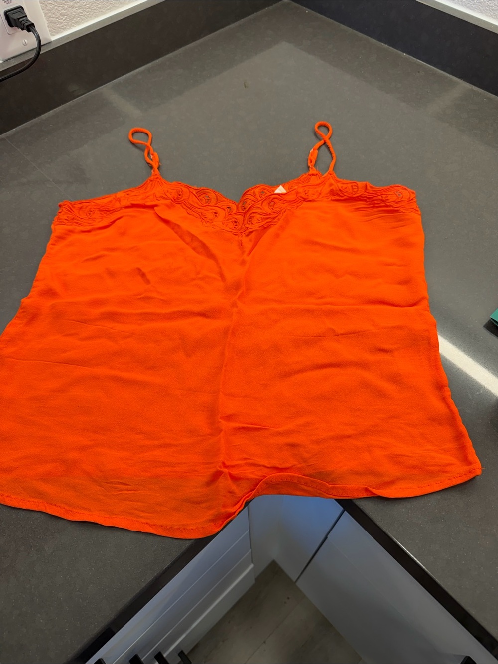 Bright Orange Lace-Trim Cami Topp PARIS